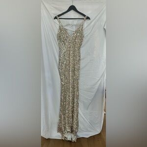 Size four gold shimmering evening gown